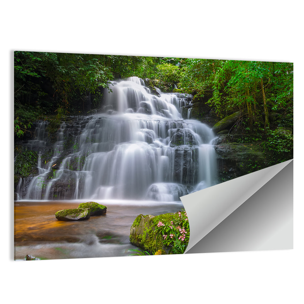 Mun Daeng Waterfall with Mossy Boulders Wall Art