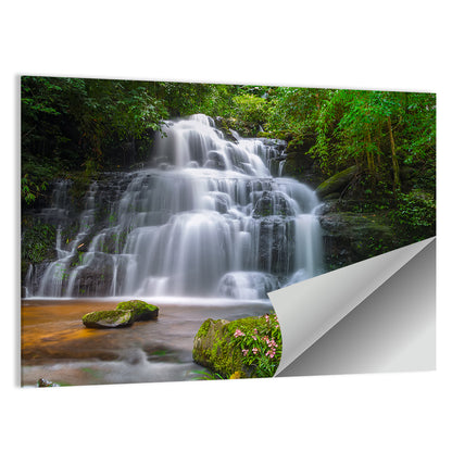 Mun Daeng Waterfall with Mossy Boulders Wall Art
