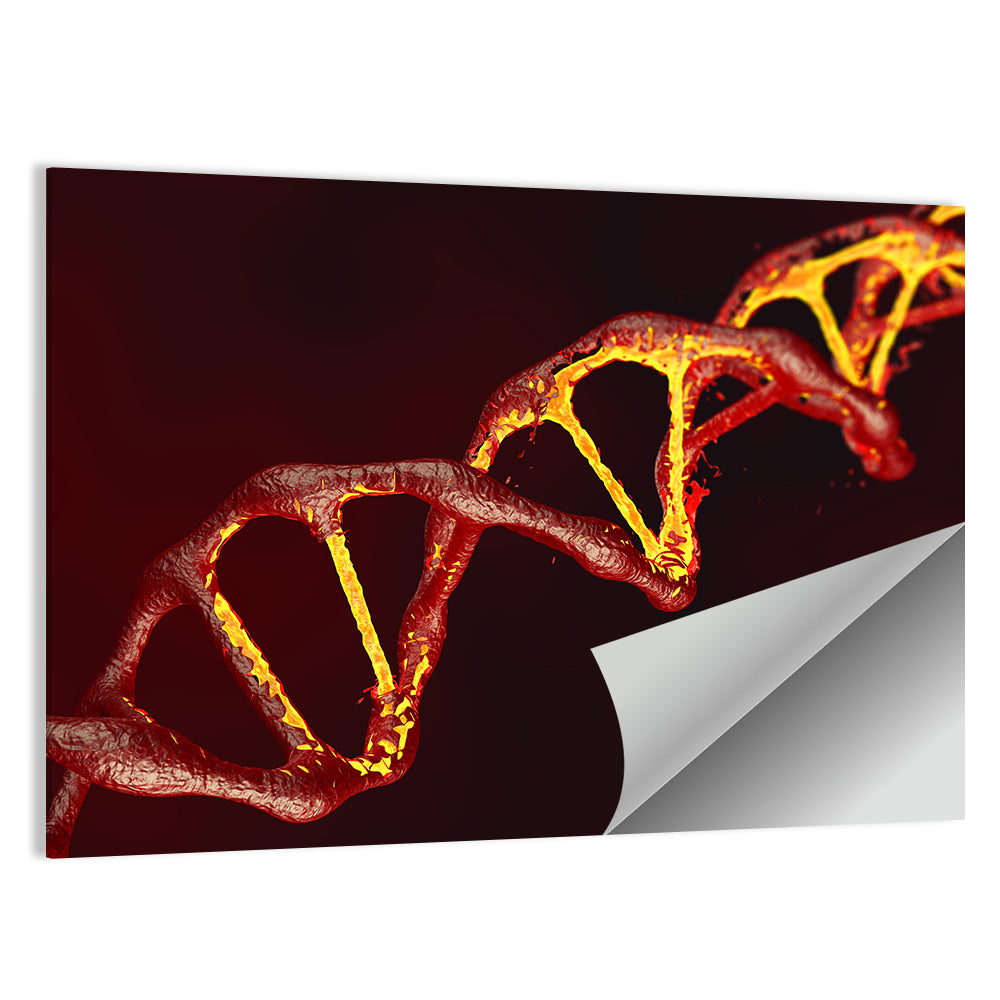 Red Dna Double Helix Wall Art