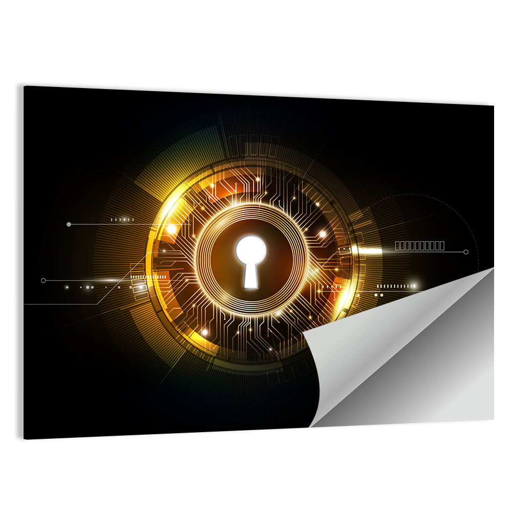 Glowing Keyhole Tech Abstract Wall Art