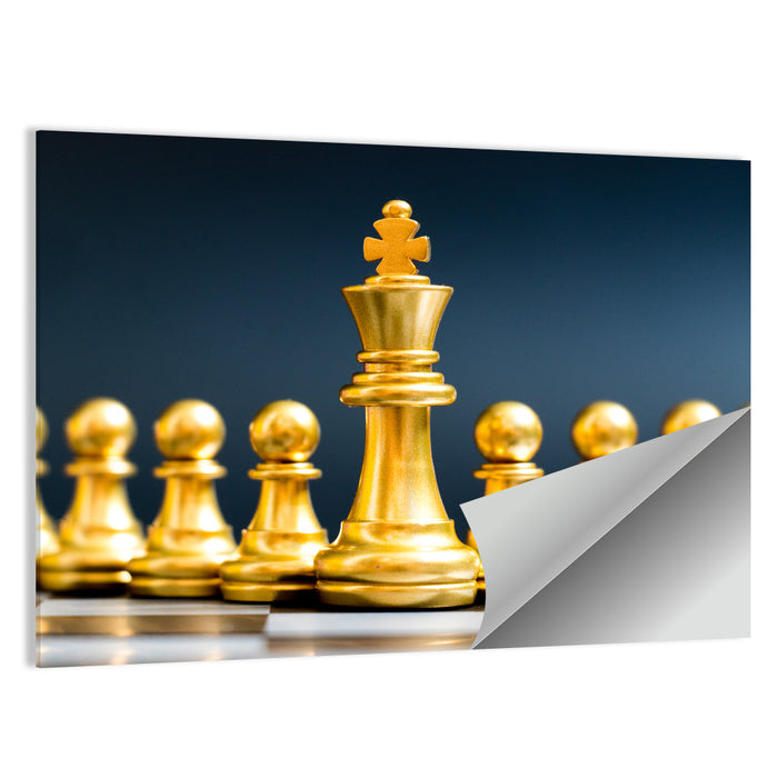 Golden King with Pawns Wall Art as a poster print