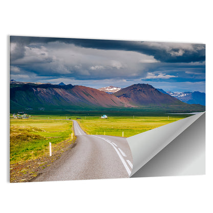 Icelandic Winding Road Toward Mountains Wall Art