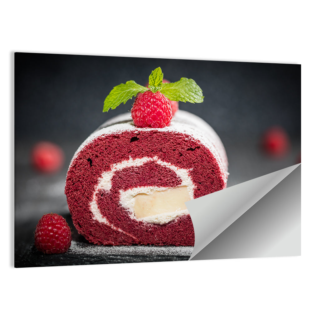 Raspberry Swiss Roll Cake Wall Art