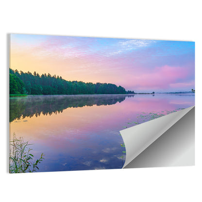 Sunrise Over Forest Lake Wall Art