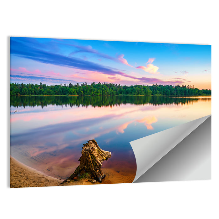 Colorful Sunset Over Forest Lake Wall Art as a poster print