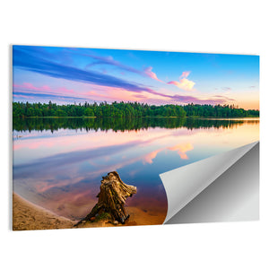 Colorful Sunset Over Forest Lake Wall Art