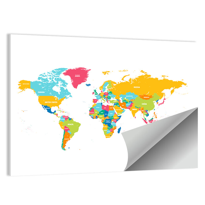 Colorful World Map Wall Art as a poster print