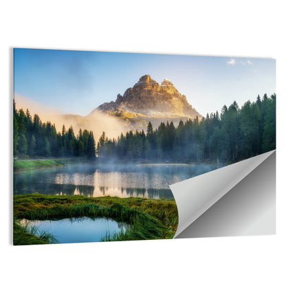 Lago D'antorno with Tre Cime Peaks Wall Art