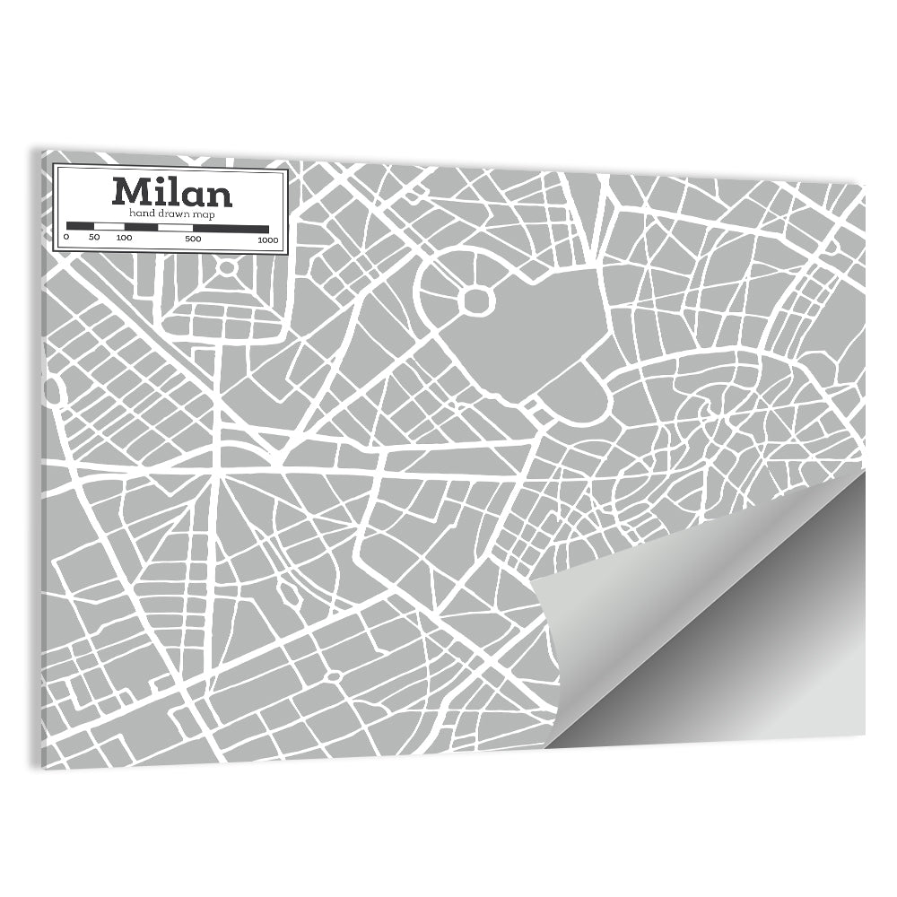Milan City Map Wall Art
