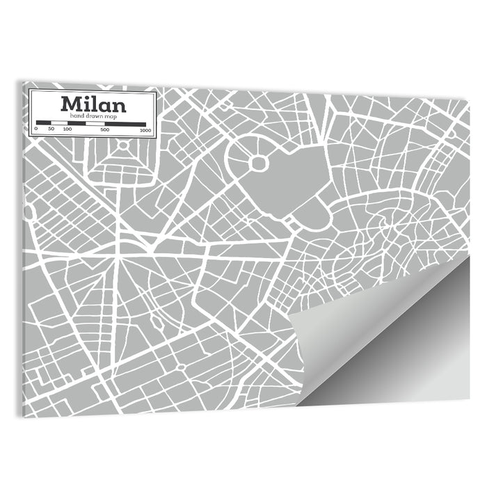 Milan City Map Wall Art as a poster print