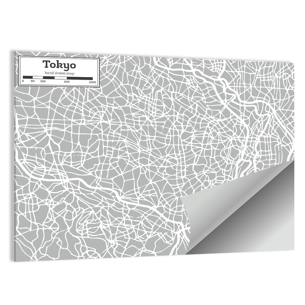 Tokyo Street Grid Map Wall Art