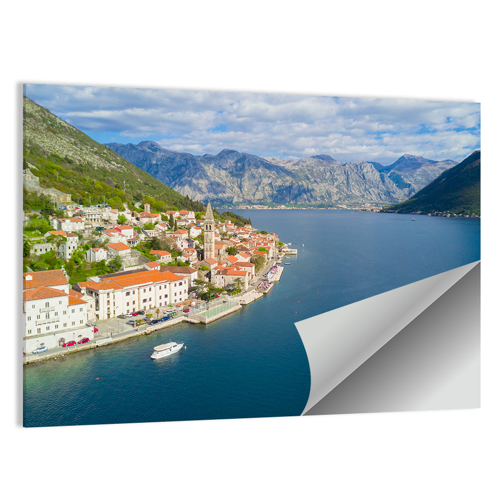 Perast Aerial Coastal View Wall Art