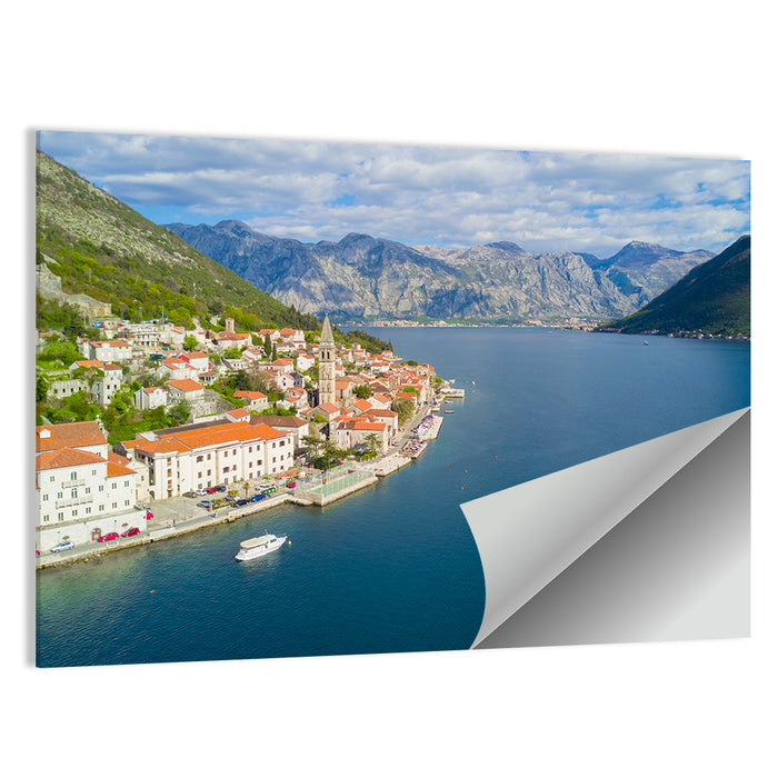Perast Aerial Coastal View Wall Art as a poster print