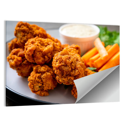 Crispy Spicy Chicken Wings with Carrot Sticks Wall Art