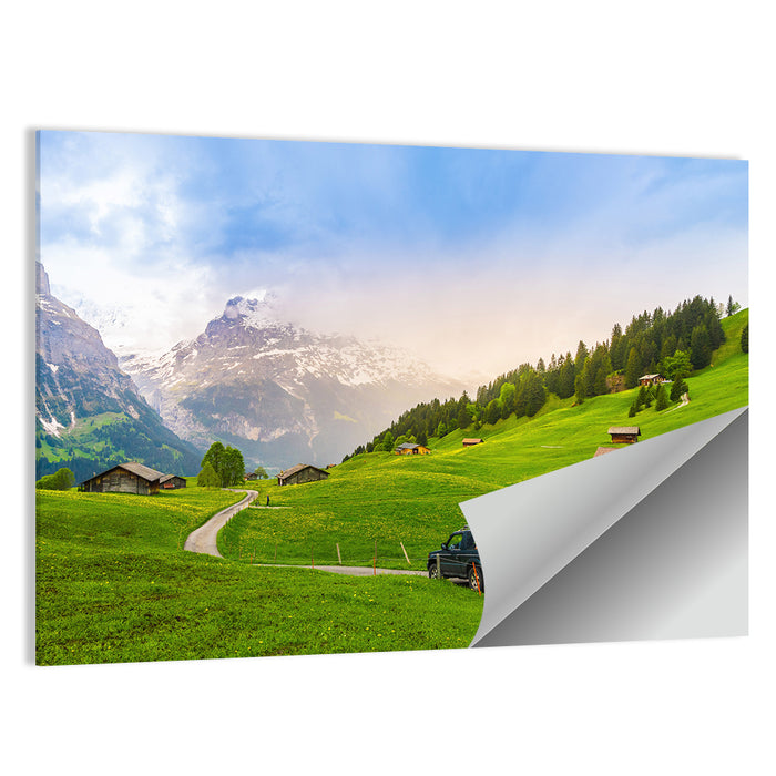 Grindelwald Alpine Village Road Wall Art as a poster print