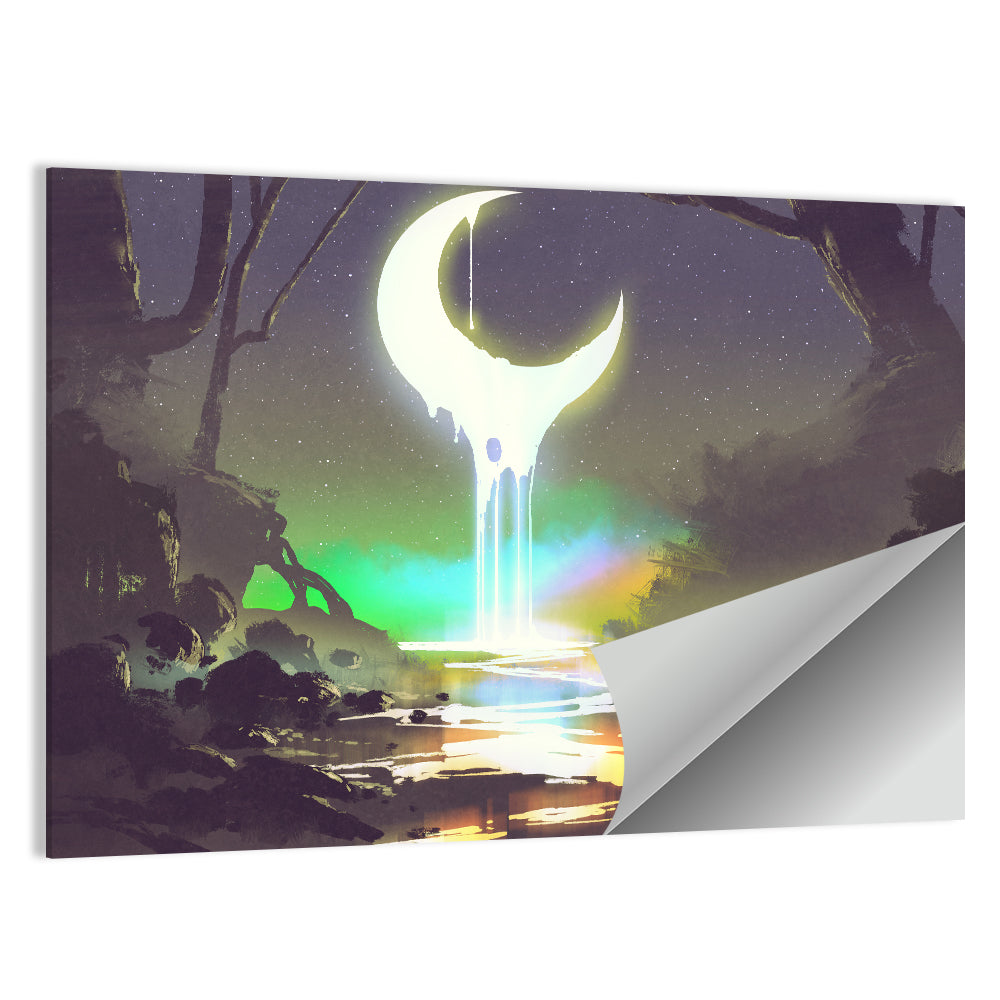 Dripping Moon Over Misty Forest Wall Art