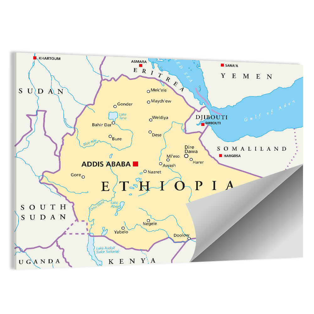 Ethiopia Political Map Wall Art