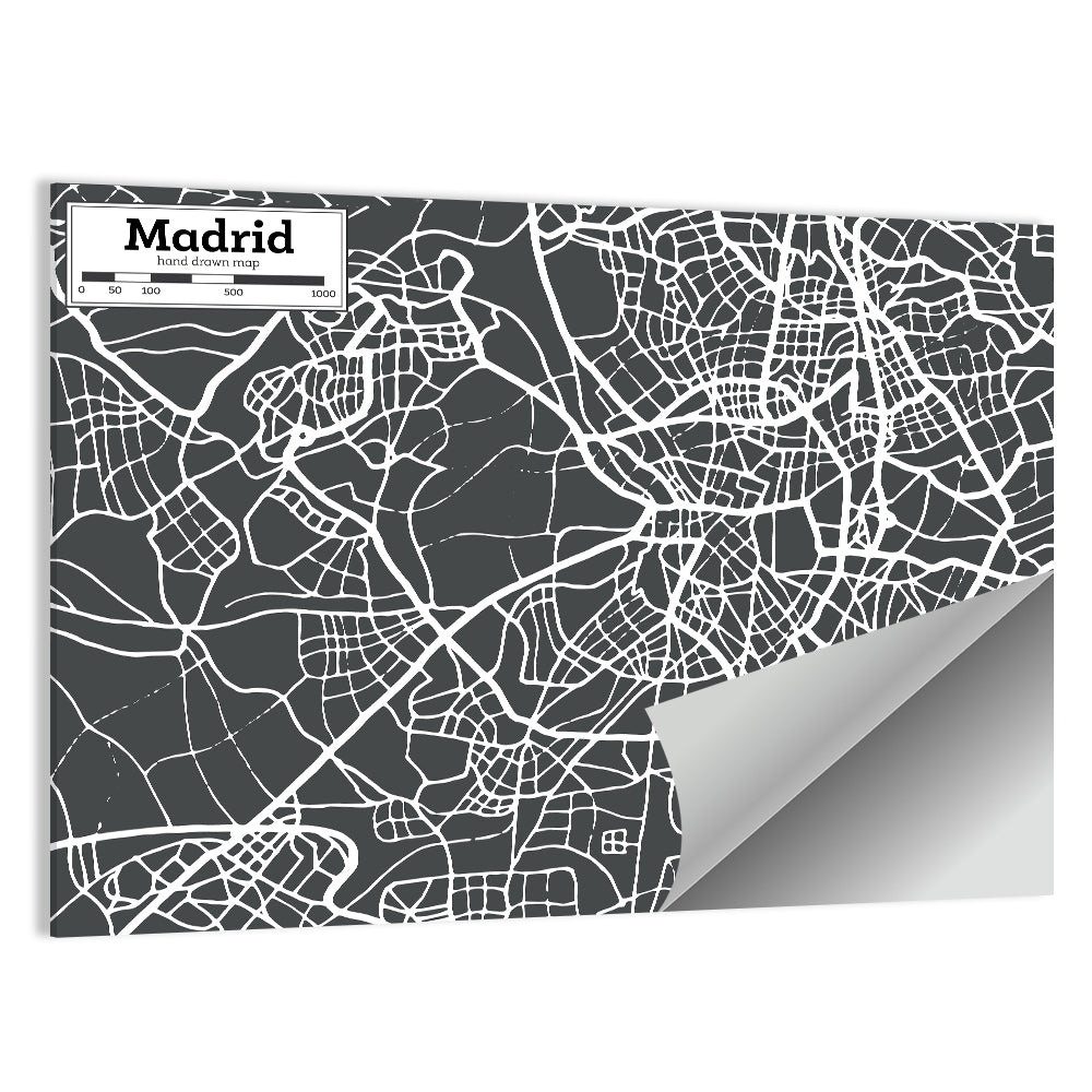 Madrid City Map Wall Art