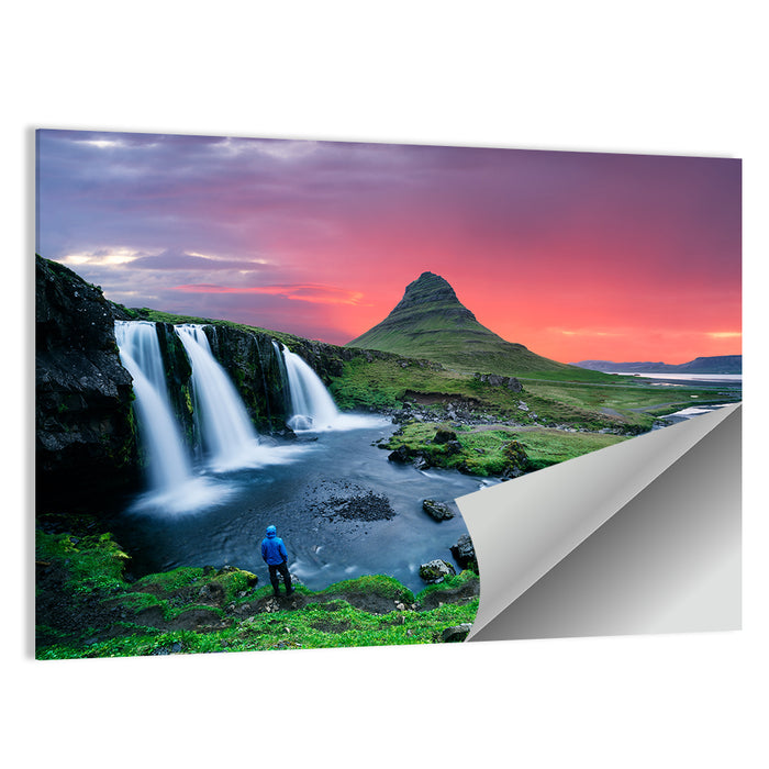 Kirkjufell Sunset with Kirkjufellsfoss Wall Art as a poster print