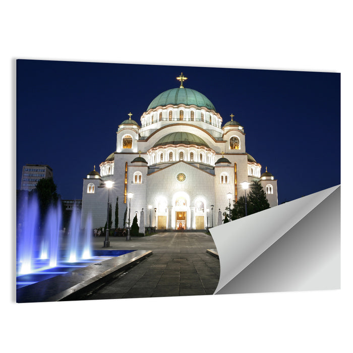 Saint Sava Cathedral at Night Wall Art as a poster print