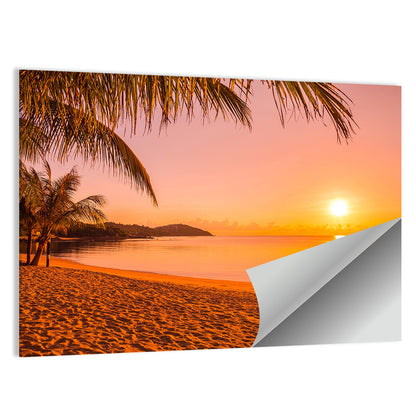 Golden Palm Sunset Wall Art