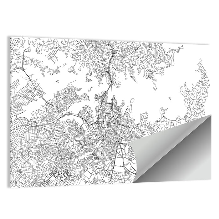 Sydney Harbour City Map Wall Art as a poster print