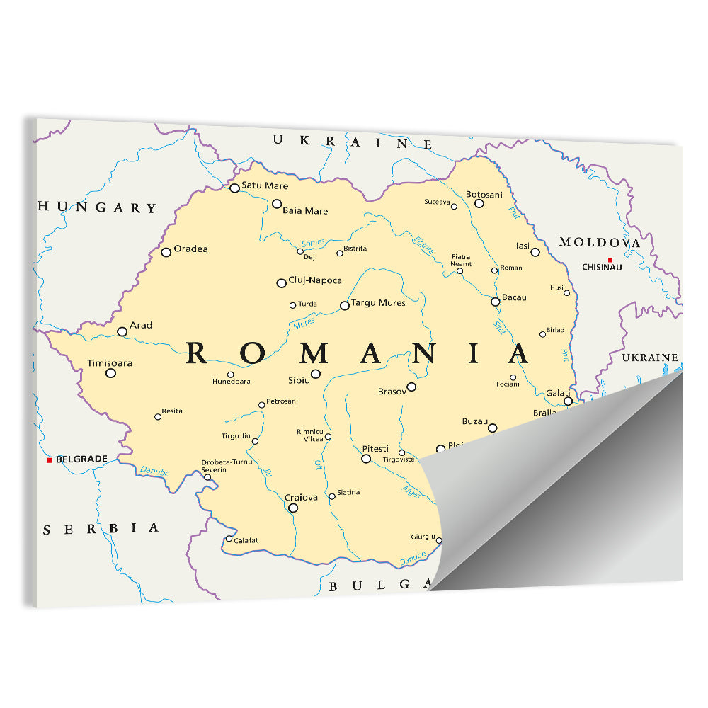 Minimalist Romania Political Map Wall Art