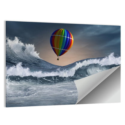 Hot Air Balloon Above Stormy Sea Wall Art