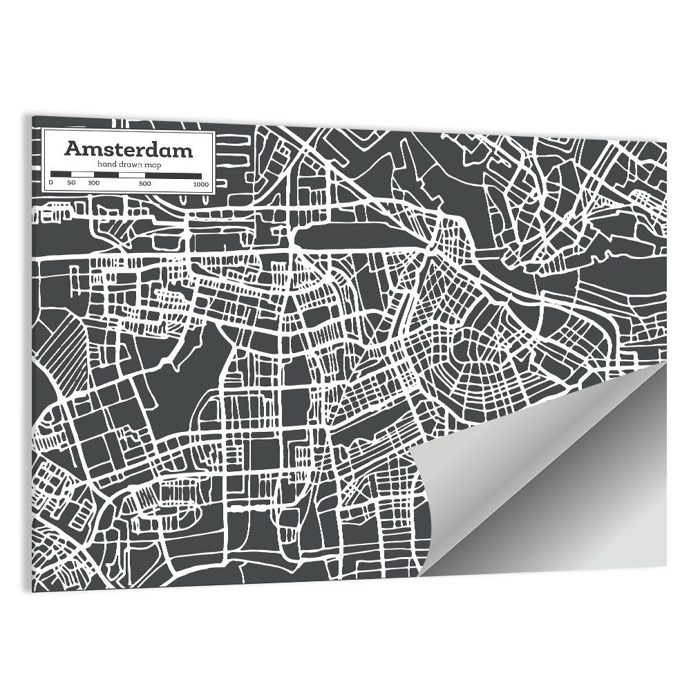 Amsterdam Canal Map Wall Art