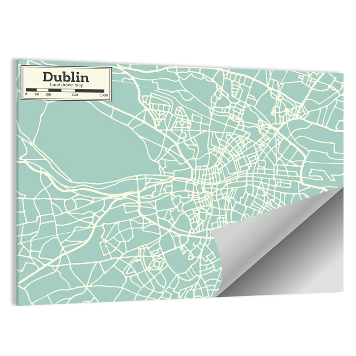 Dublin Street Grid Map Wall Art as a poster print