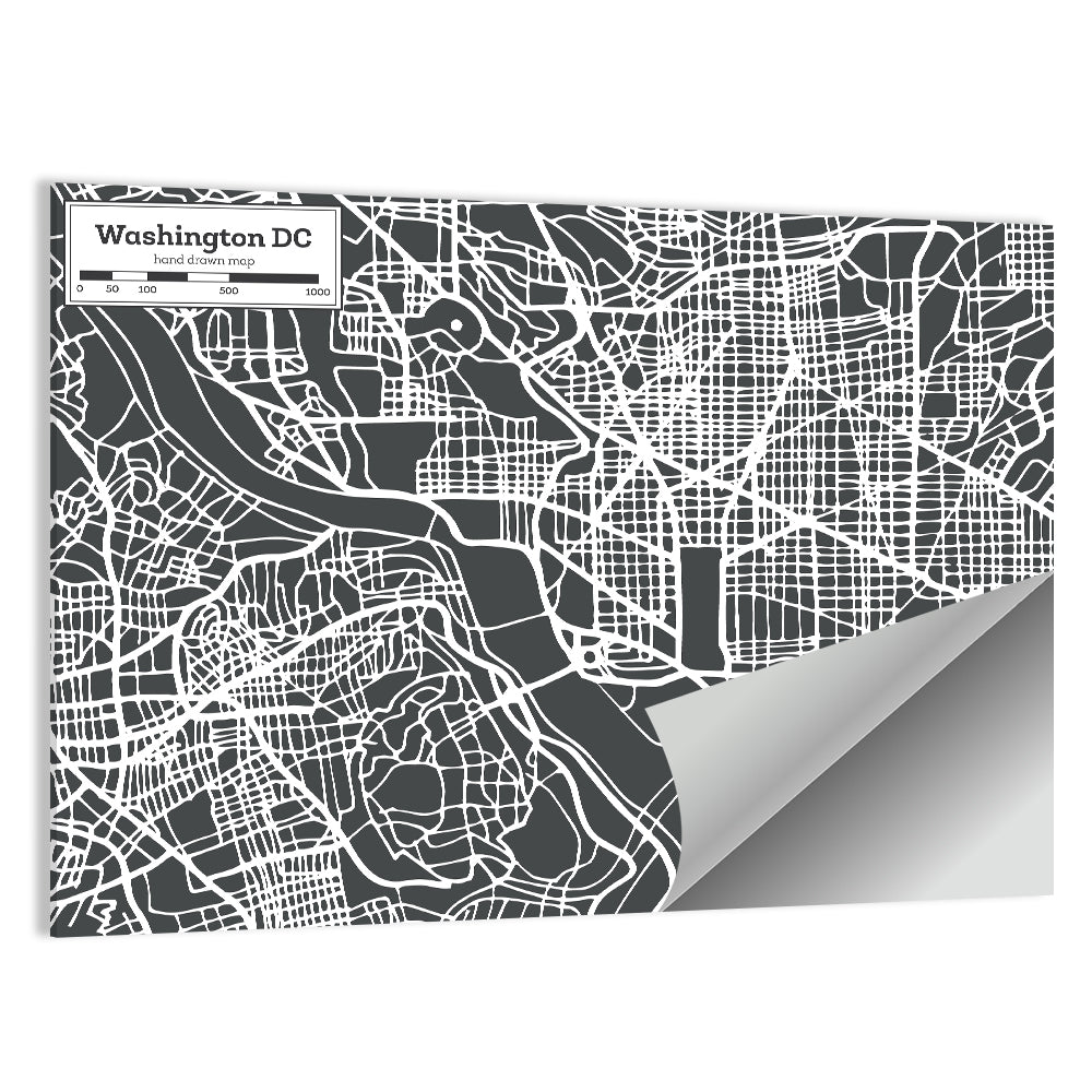 Washington D.c. River Grid Map Wall Art