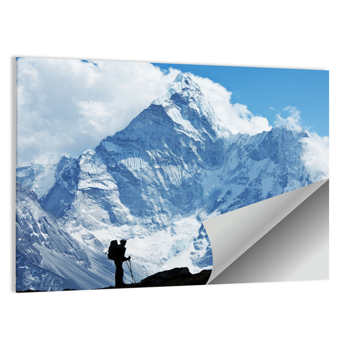 Hiker in Everest Region Wall Art as a poster print