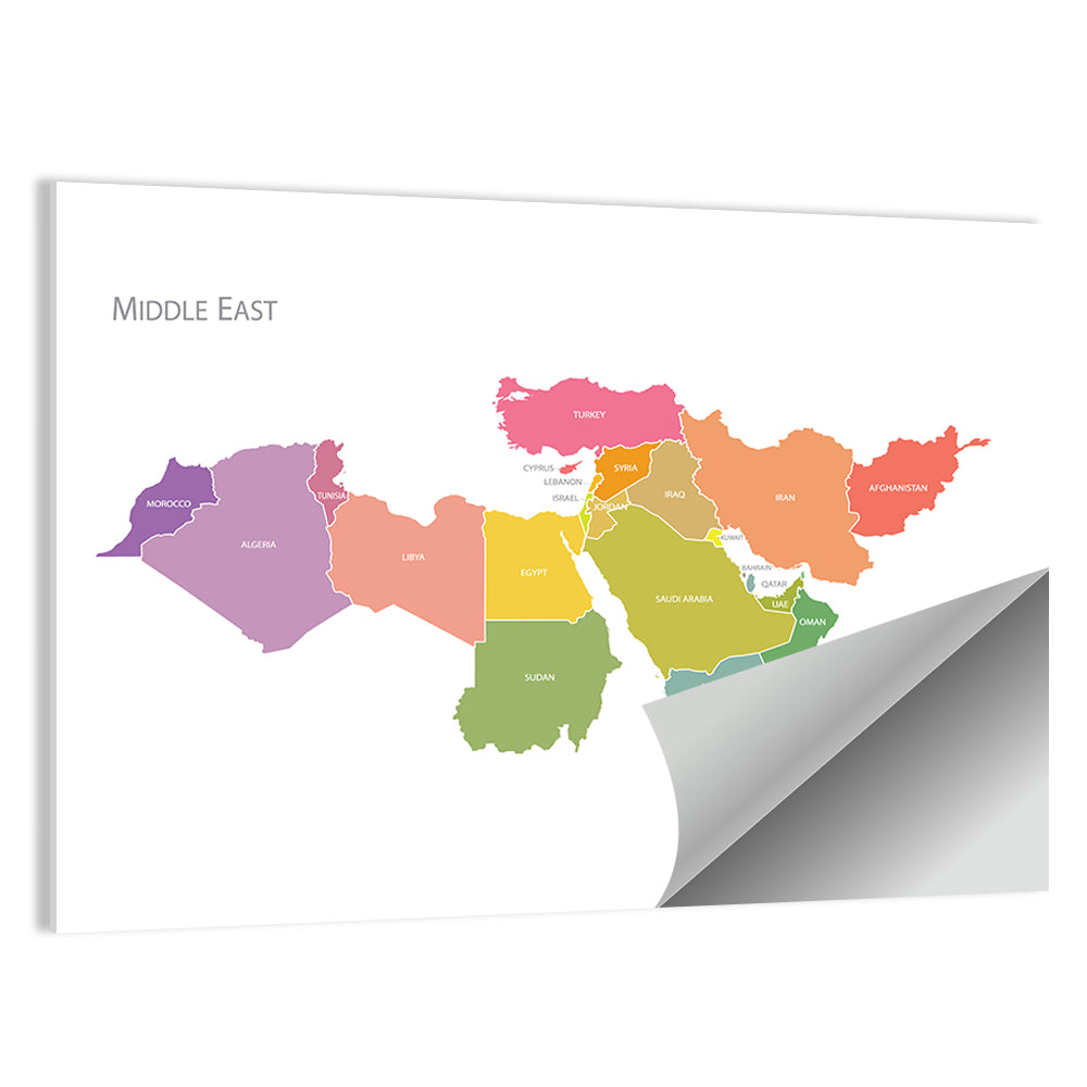 Colorful Middle East Map Wall Art