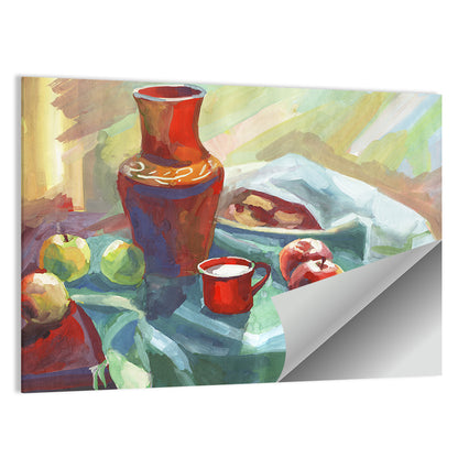 Vase, Apples and Red Cup Still Life Wall Art