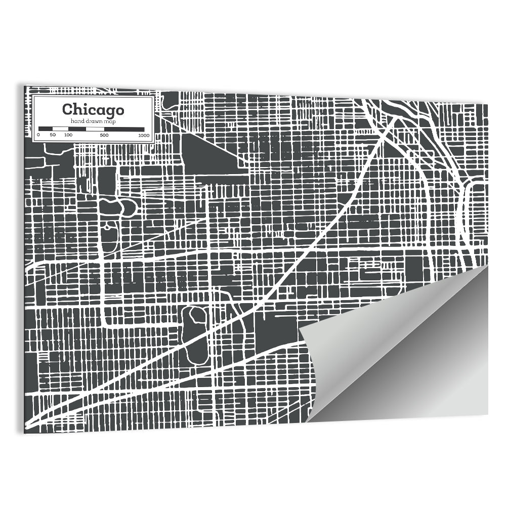 Chicago Street Grid Map Wall Art