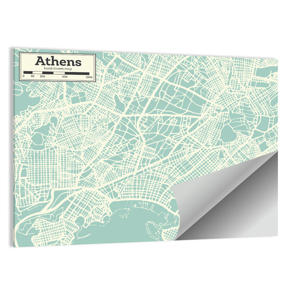 Athens Coastal Map Wall Art