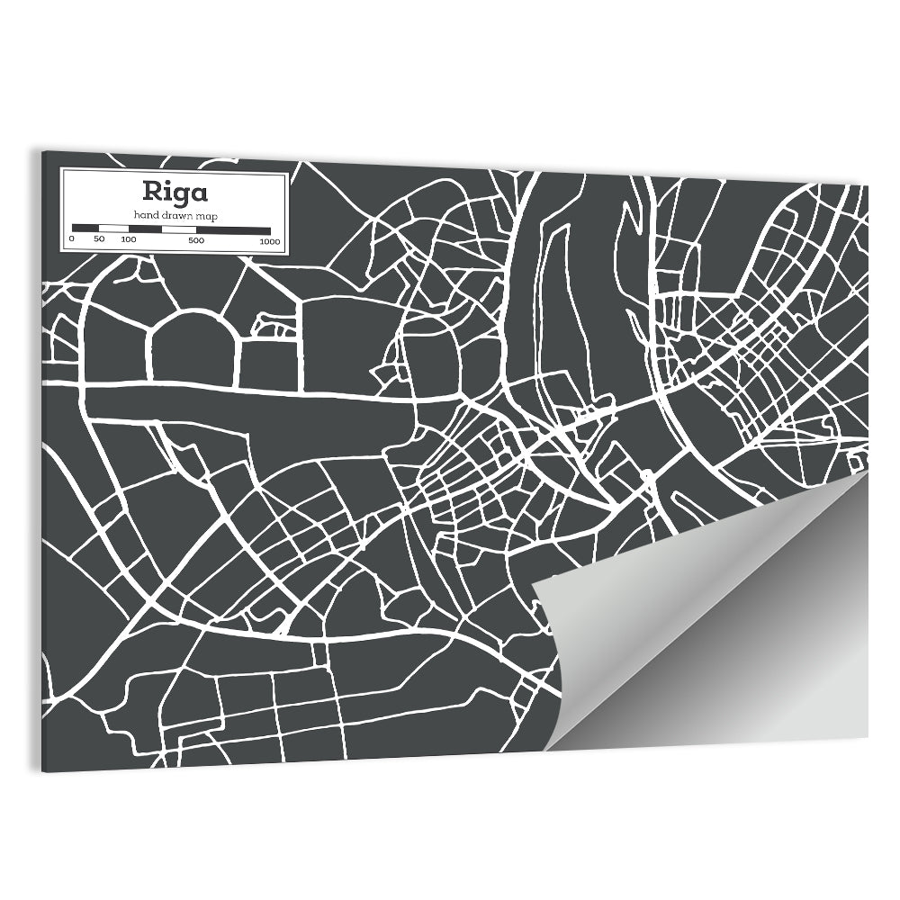 Riga Aerial Map Wall Art