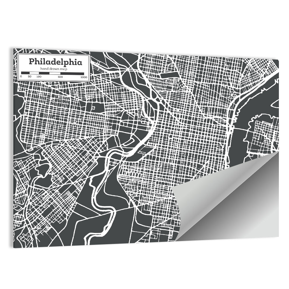 Philadelphia Street Grid Map Wall Art