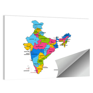 Detailed Map Of India Wall Art