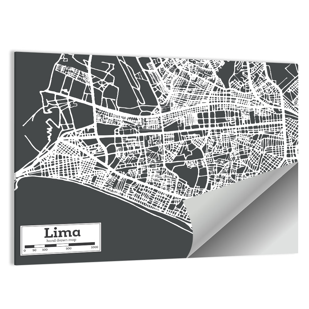 Lima Coastal City Map Wall Art