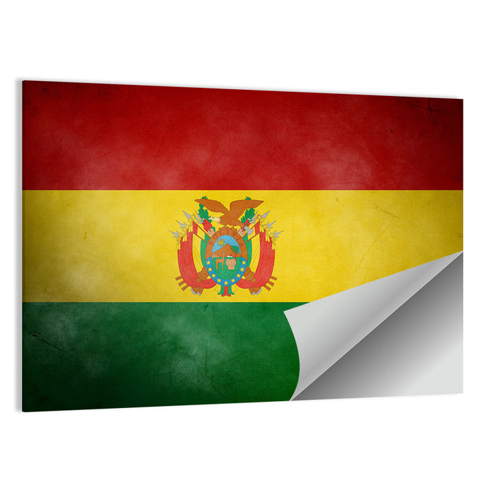 Vintage Bolivian Flag with Coat of Arms Wall Art as a poster print