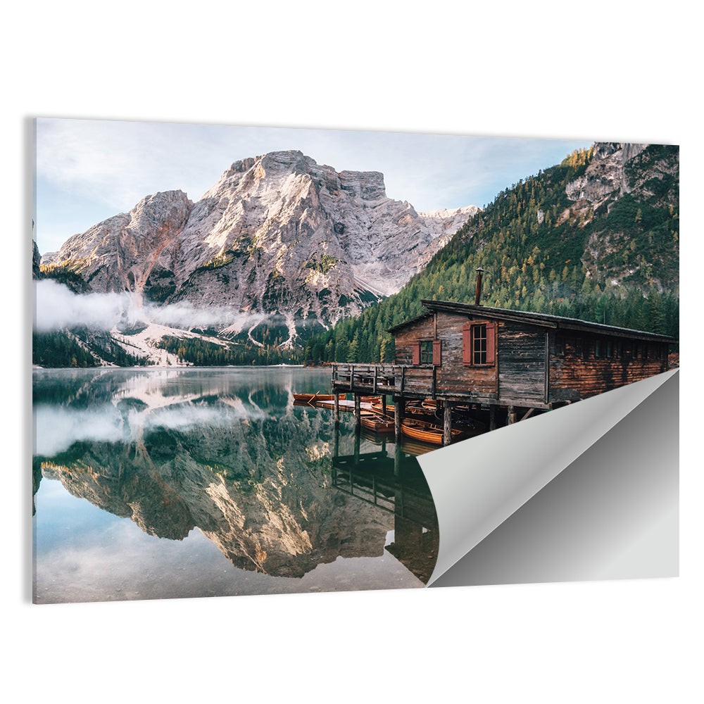 Lago Di Braies Boat House Wall Art