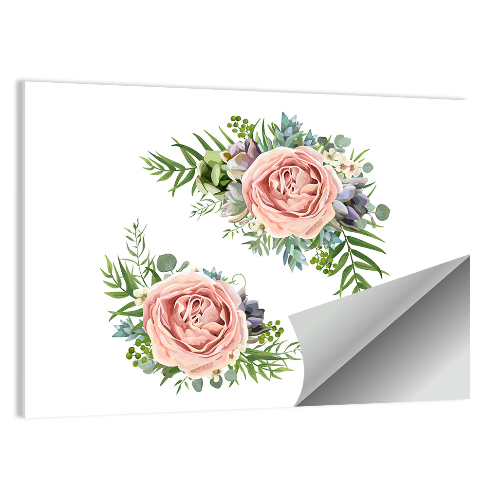 Mirrored Pink Rose Clusters Wall Art
