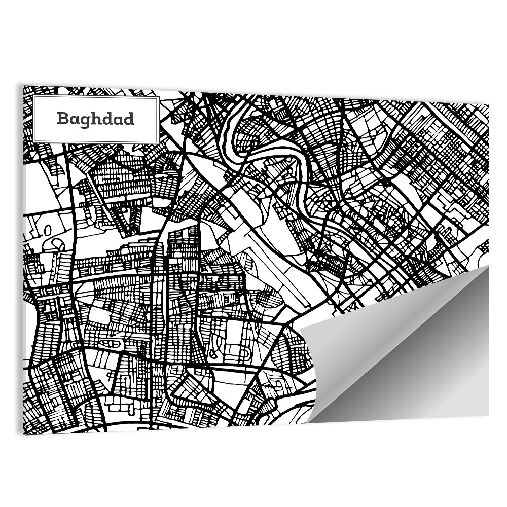Baghdad City Map Wall Art