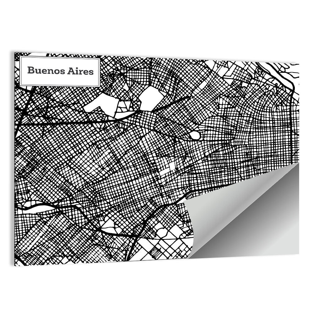 Buenos Aires Street Grid Map Wall Art
