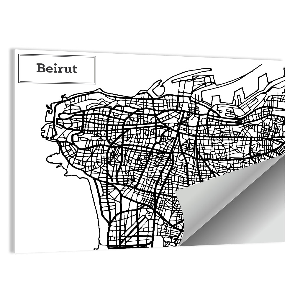 Beirut Street Grid Map Wall Art