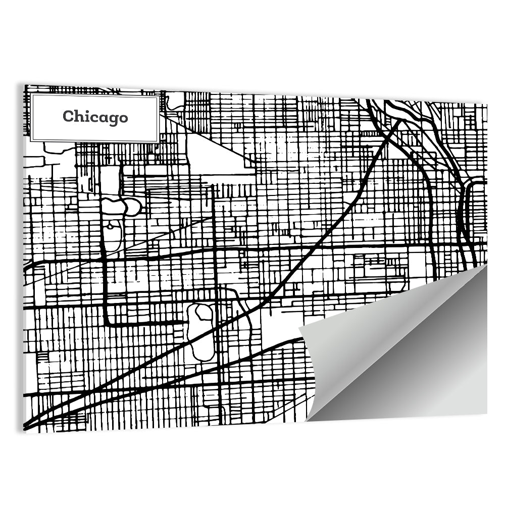 Chicago Street Grid Map Wall Art