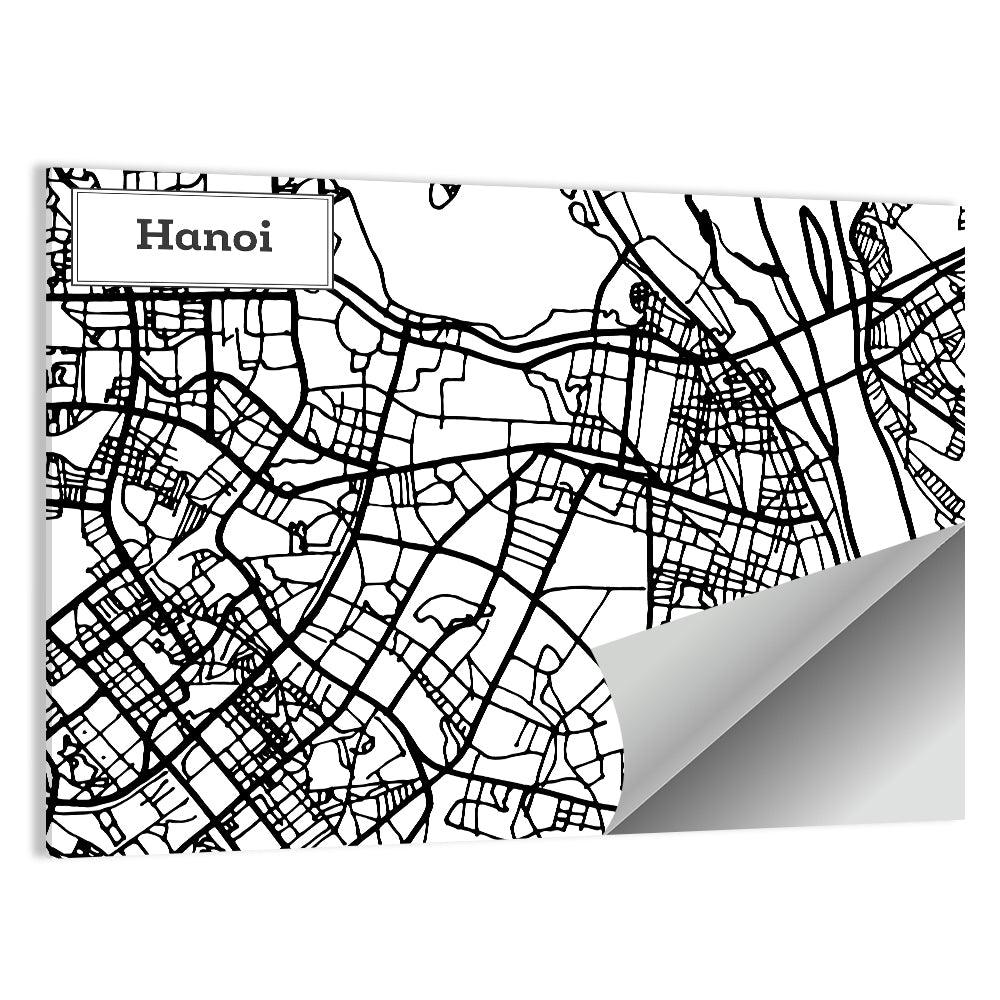 Hanoi City Map Wall Art