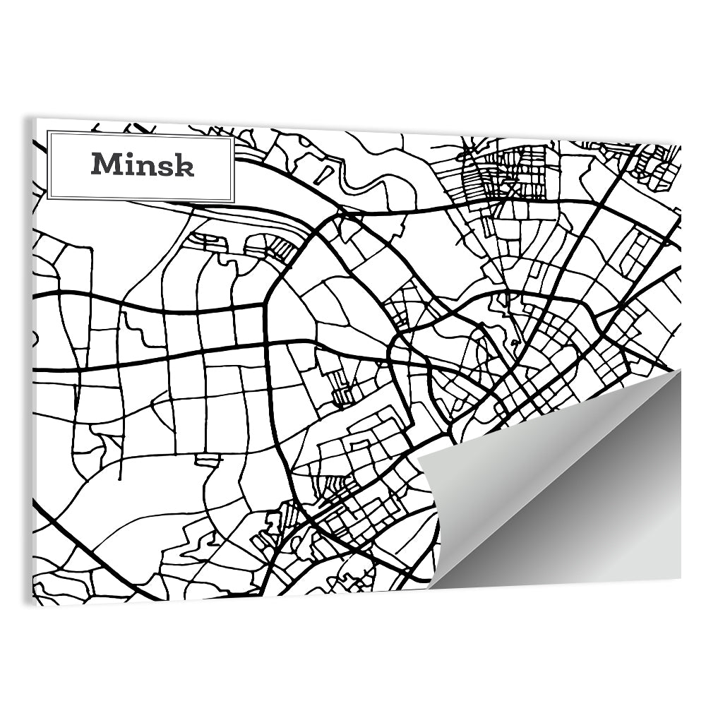 Minsk Street Grid Map Wall Art