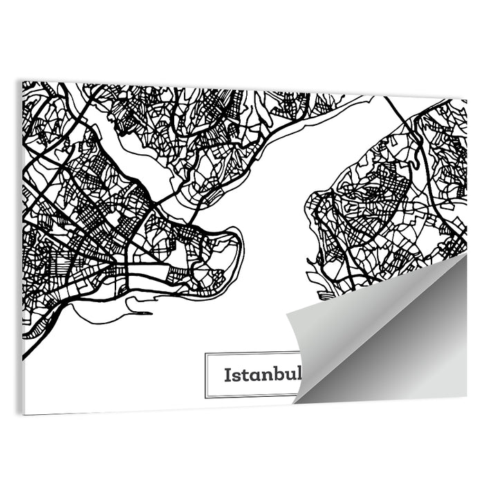 Istanbul Bosphorus Map Wall Art as a poster print